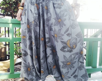 3 in 1 Harem Pant with Grey Floral Printed