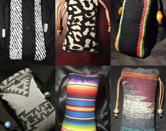 Pipe case, Cushioned Drawstring bag, Pipe case, Vape pen case, padded pouch, Stash bag , Pipe pillow, Pipe pouch, Glass Bag, tribal, baja