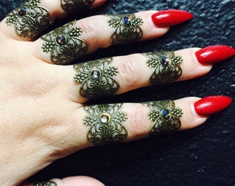 Henna tattoo rings. Set of 9