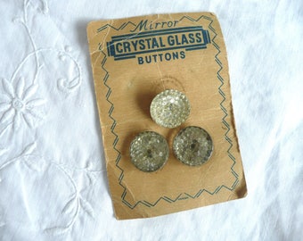 Mirror crystal glass buttons - Art Deco crystal glass buttons - antique glass buttons - 1920s glass buttons