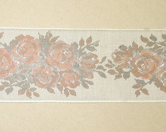 Peaches and Cream Roses Jacquard Trim-3 5/8" wide-Trim #12
