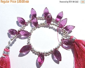 25% OFF Summer Sale 13 Pcs AAA Rubelite Hot Pink Quartz Faceted Rice Briolette Size 14*7 MM