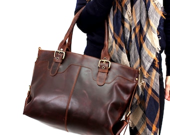 Large Leather Purse in Vintage Brown