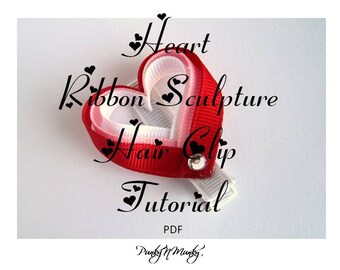 Floating Heart Ribbon Sculpture Hair Clip Instructions Tutorial Valentine's Day Instant Download