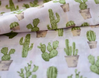 Japanese Double Gauze - Cactus on Pink