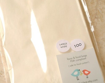 QTY 500 Large Wide Flat Glassine Bags - 4.5 inch x 6.75 Inch - Favors, Treats, FDA Approved for Food Contact