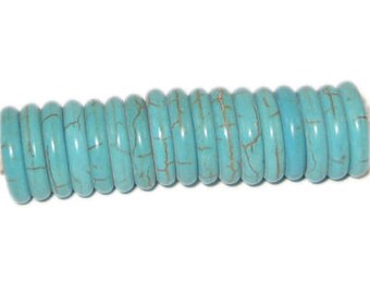 14mm Turquoise Heishi Beads - 14 beads