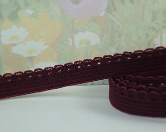 5yd Elastic Picot 3/8" Plum Purple with small scalloped Edging diy Headbands Sewing lingerie Single sided Edging bra strap