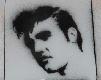 Handmade Coaster - Elvis Stencil