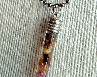 Rose Necklace - Pyrite Necklace - Pink Necklace -