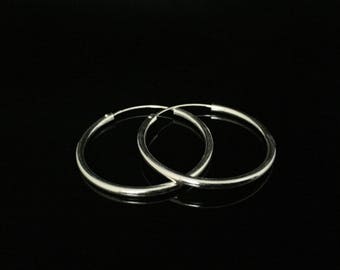 Medium Size Endless Hoop Earrings // 925 Sterling Silver // 2mm Gage // 30mm Diameter // Endless Hoops