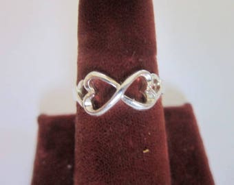 Vintage Sterling Silver Double Heart Statement Ring
