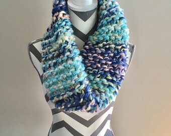 Colorful Chunky Cowl, Chunky Knit Cowl, Knit Infinity Scarf, Ready To Ship!