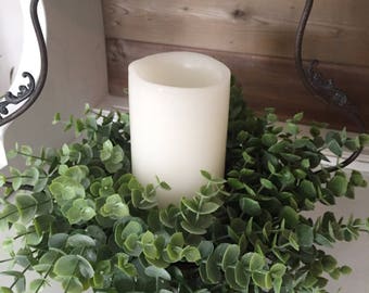 Eucalyptus Candle Ring | Eucalyptus Wreath |Farmhouse Wreath | Farmhouse Gifts
