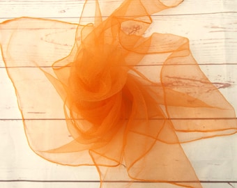 Vintage Nylon Scarf - Vintage Sheer Scarf - Orange Scarf - 1950s Vintage Scarf - Pin Up Scarf - Rockabilly Scarf