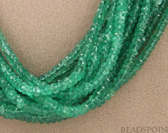 Natural " NO TREATMENT" Genuine Columbian Emeralds, Lux Green, Faceted Rondelles 3-4mm, 25 Pieces, (25EMR3-4FRNDL)