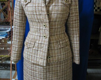 Vintage tweed skirt suit