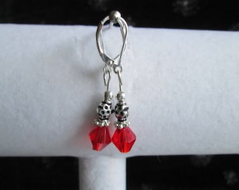 Red Crystal and Sterling Silver Earrings