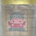 Happy HIPPO Picture / Hand Painted Needlepoint Kit / 5" Square Hippo Image / Acrylic Yarn / Needle Included / Highdiddlestitchers Kit /