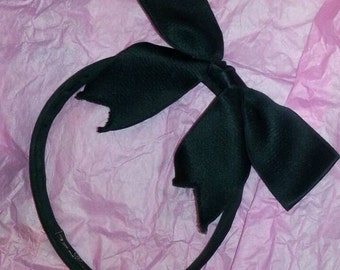 Vintage CHANEL HAIR BOW Black Ribbon Headband