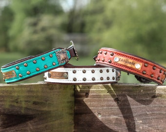Leather Dog Collar // PERSONALIZED