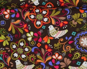 Michael Miller Birds of Norway Espresso Folk Birds - cx3589 - FBTY Baby Carrier Fabric