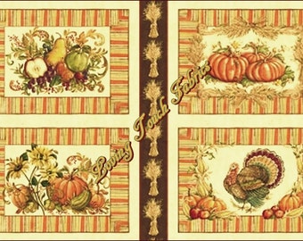 Windham Fabrics "Let Us Give Thanks" #36244 Fall Thanksgiving Pumpkins Cotton Placemats Fabric Panel 24" x 44"