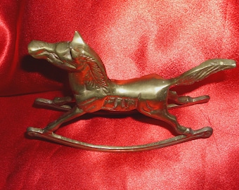 Vintage metal Art Solid Brass Seven Inch Rocking Horse Made in India