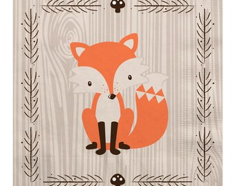 Woodland Luncheon Napkin - Woodland Creatures Baby Shower or Birthday Party Supplies - Fox Napkins - Woodland Animals Napkins - 16 Count