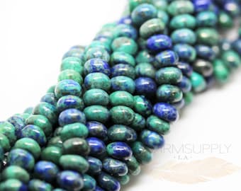 Natural Chysocolla Azurite Rondelle Beads FULL STRAND SP17-001