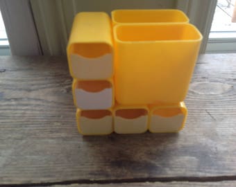 Office Organizer, desk organiser, trombone, school, cintage, yellow, yellow