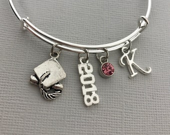 Graduation Gift - Class of 2018 - Graduation - High School Graduation - College Grad Bangle Bracelet- Personalized Jewelry - Gift for Her