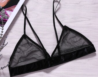 sheer mesh bralette | see through bralette | unpadded bralette