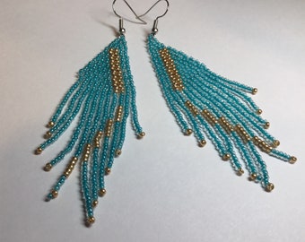 Boho Fringe Style Native American Beaded Earrings