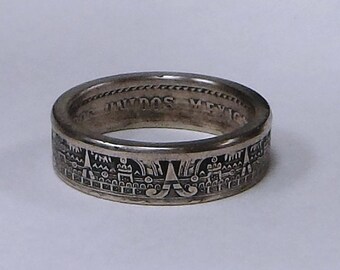 Sealed MAYAN CALENDAR Coin Ring made from Mexican 10 centavos coin sizes 4 -10