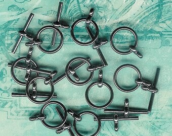 18mm Gunmetal Classic Toggle, 10 Pieces, Gunmetal Toggle Clasp, Small Toggle Clasp, Bracelet Toggle Clasp, Bead Source, Julie's Bead Store