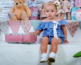 Off the shoulder baby romper pattern, Baby Romper Pattern, Peasant style baby Romper, Playsuit for baby pattern, Bohemian Romper PDF