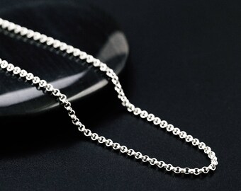 Argentium Sterling Silver Rolo Chain 1.5mm - Custom Finished Lengths or By The Foot - Made in the USA