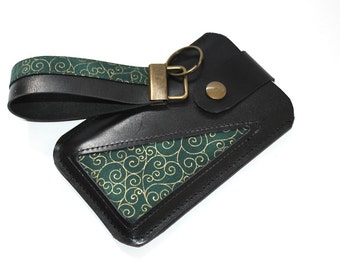 iPhone Case - Smartphone Case LEATHER & FABRIC iPhone Pouch - Smartphone Pouch - HANDMADE - any size you want!!