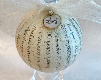 90th Birthday Gift ~ Personalized Ornaments for Men & Women ~ Milestone Birthdays ~ 40th 50th 60th 70th 80th 90th 100th Birthday Gift