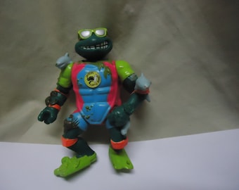 Vintage 1990 TMNT Teenage Mutant Ninja Turtles Sewer Surfin Mike Action Figure Toy by Mirage Studios, collectable