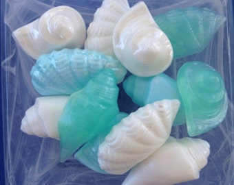Seashell Soap - Coconut Seashell Soap - Set of 9 Mini Soaps - Mini Coconut Soaps - Mini Seashell Soaps - Beach Wedding Favors - Shells