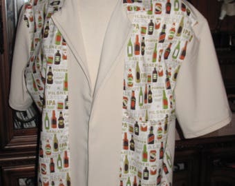 Beer Bottles & Cans print Men's bowling shirt in 10 sizes