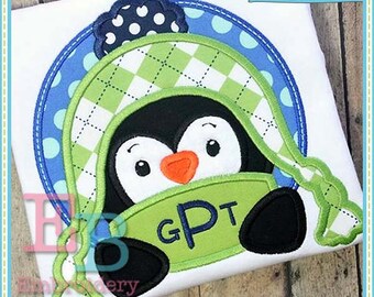 Penguin Peeker Applique - This design is to be used on an embroidery machine. Instant Download