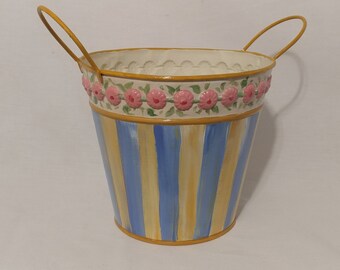 Blue and Yellow Stripe Planter