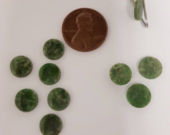 4 Vintage Genuine Wyoming Jade 9mm. Round Smooth Dome Cabochons D497
