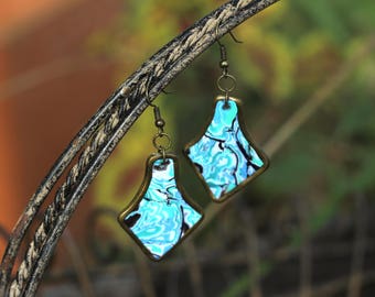 Art Deco Earrings- Blue Earrings -Dangle Earrings- Polymer Clay Earrings