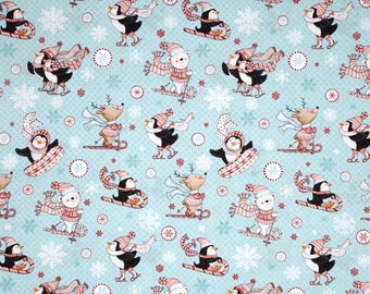 Animal fabric with winter 100 x 96 cm