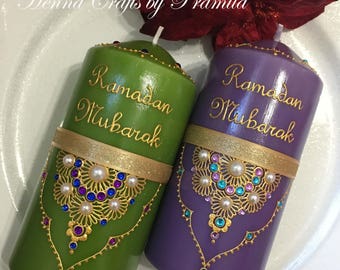 Ramadan Decorations, Islamic Gift, Muslim Decor, Ramadan Mubarak, Eid Party Table Display, Eid Gift/Decoration, Set of 2 Ramadan/Eid Candles