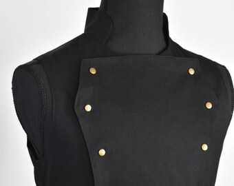 Ready to ship, Mens Black Steampunk Victorian Vest - Black Pirate Costume Renaissance Burning Man Festival Hipster Waist Coat Vest